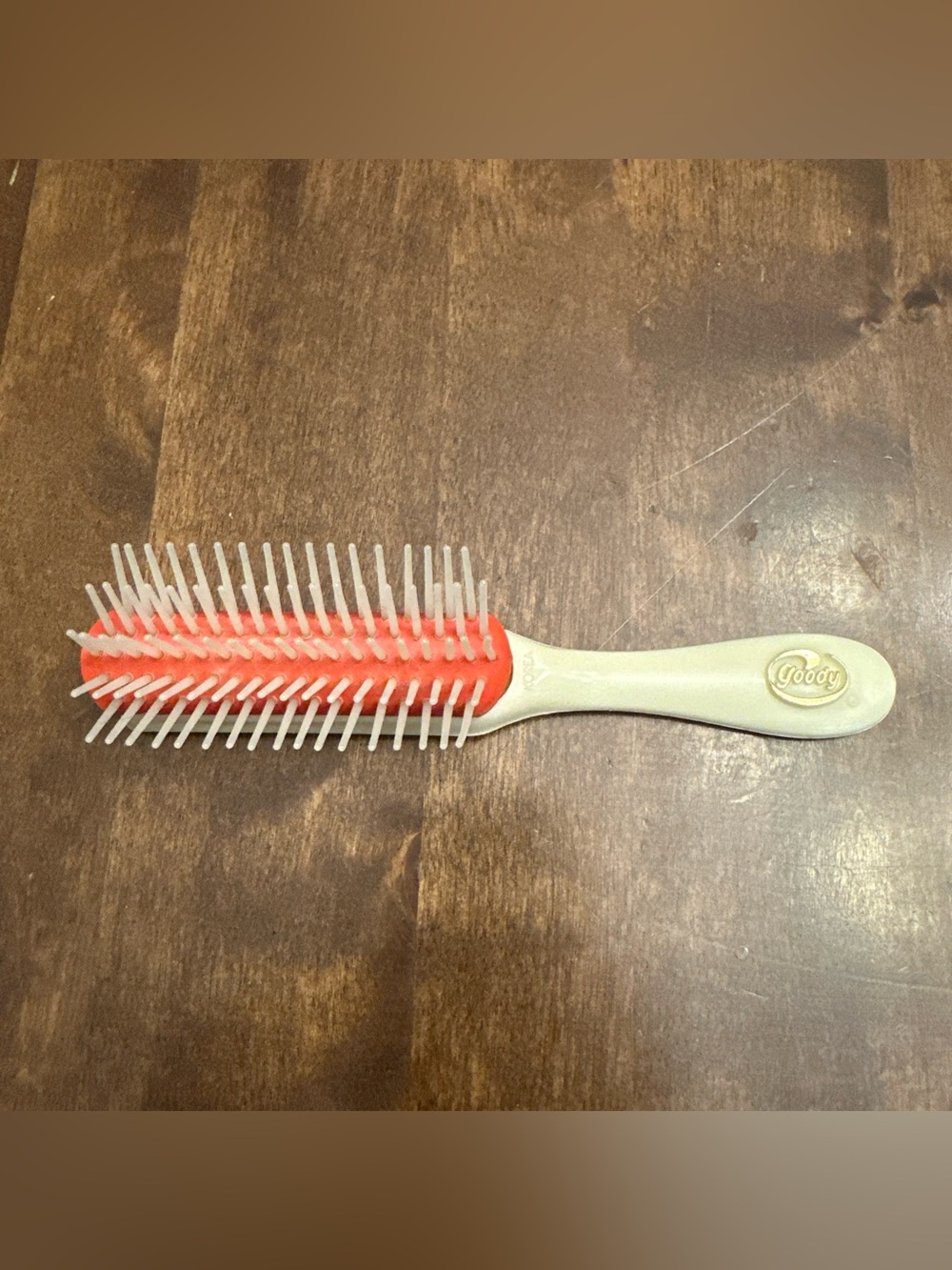 Vintage Goody Red Rubber Cushion Mini Hair Brush Travel Size Flare Bristles
